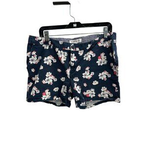 Essentials Womens Navy Floral Cotton-Blend Shorts Size XL Pockets